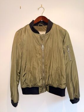 Garage Olive Green Bomber Jacket with Black Trim